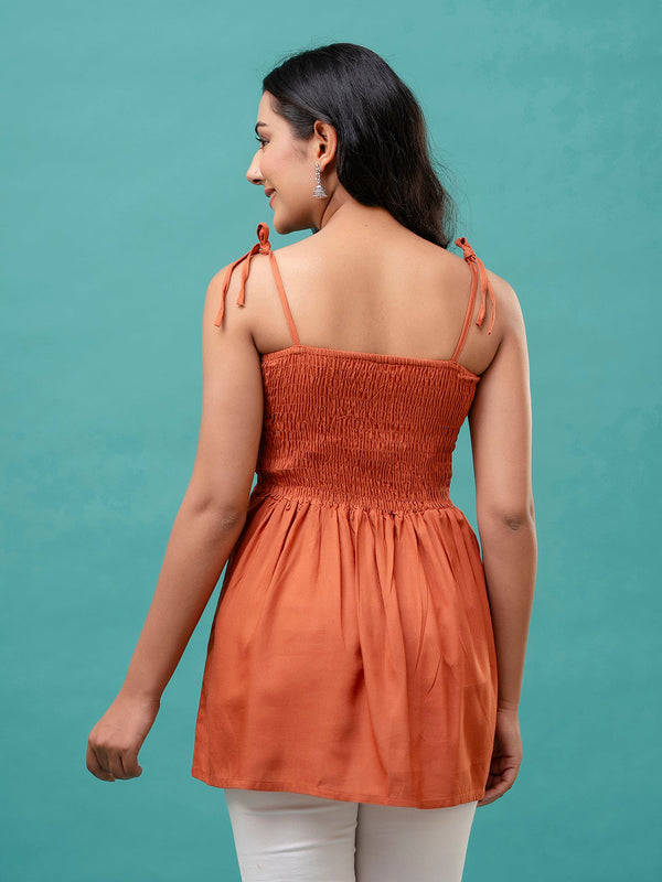 Feranoid Smocking Long Top Rayon