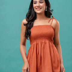 Feranoid Smocking Long Top Rayon