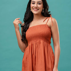 Feranoid Smocking Long Top Rayon