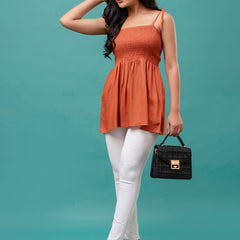 Feranoid Smocking Long Top Rayon