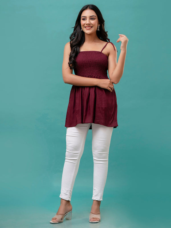 Feranoid Smocking Long Top Rayon