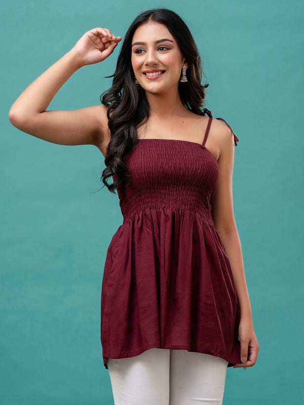 Feranoid Smocking Long Top Rayon