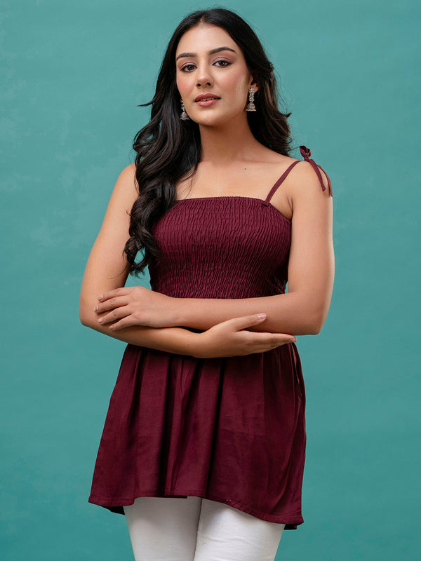 Feranoid Smocking Long Top Rayon