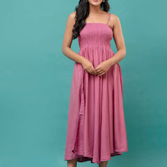 RAYON NOODLE STRAP FULL DRESS