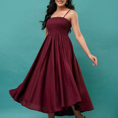 RAYON NOODLE STRAP FULL DRESS