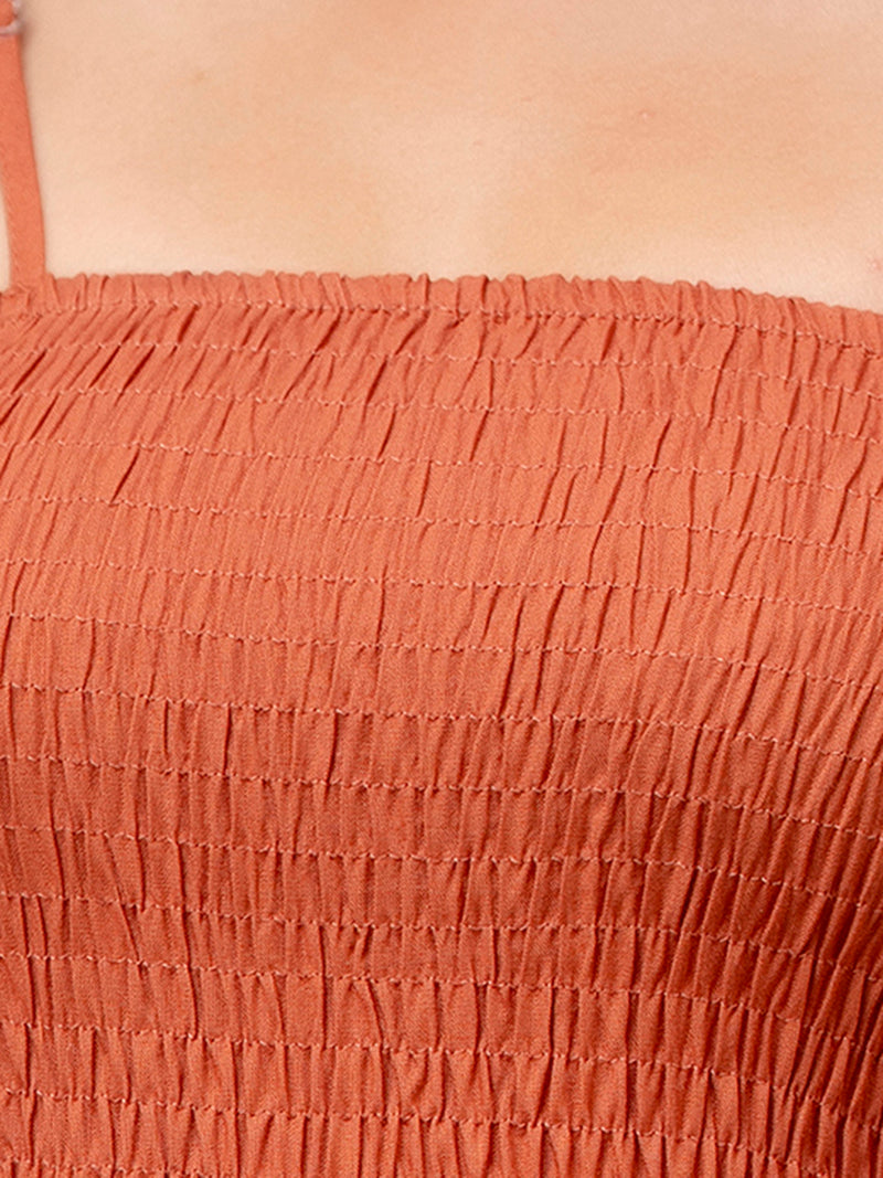 Women’s Sleeveless Rayon Dress with Smocked Shirred Bodice | Calf-Length Flared Skirt | Trendy Solid Colors