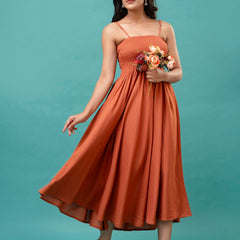 RAYON NOODLE STRAP FULL DRESS