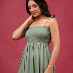 Women’s Sleeveless Rayon Dress with Smocked Shirred Bodice | Calf-Length Flared Skirt | Trendy Solid Colors