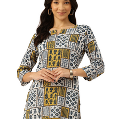 3/4 Sleeve Round Neck Vcut top White3 Colour