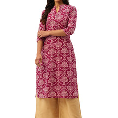 Graceful Long Kurta with 3/4 Sleeves and Button accents A Perfect Fusion of Comfort and Style