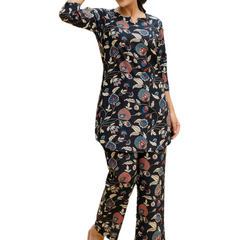 Black Breezy Printed Cotton Co-Ord Set for Comfortable All-Day Wear