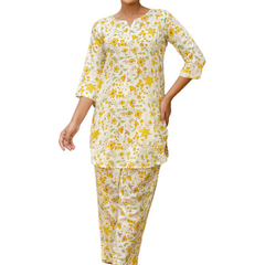 Yellow Breezy Printed Cotton Co-Ord Set for Comfortable All-Day Wear