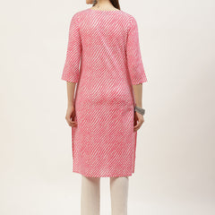 Women Mauve Leheriya Yoke Design Cotton Kurti