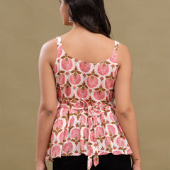 Floral Print Cotton Peplum Top