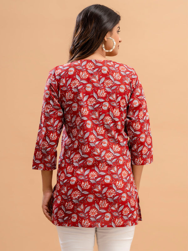 Floral Printed Pure Cotton Kurti