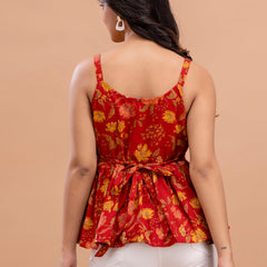 Floral Print Cotton Peplum Top