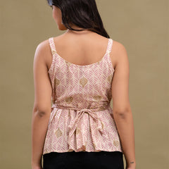 Floral Print Cotton Peplum Top