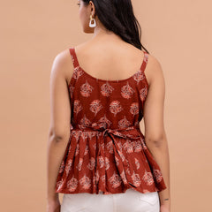 Floral Print Cotton Peplum Top