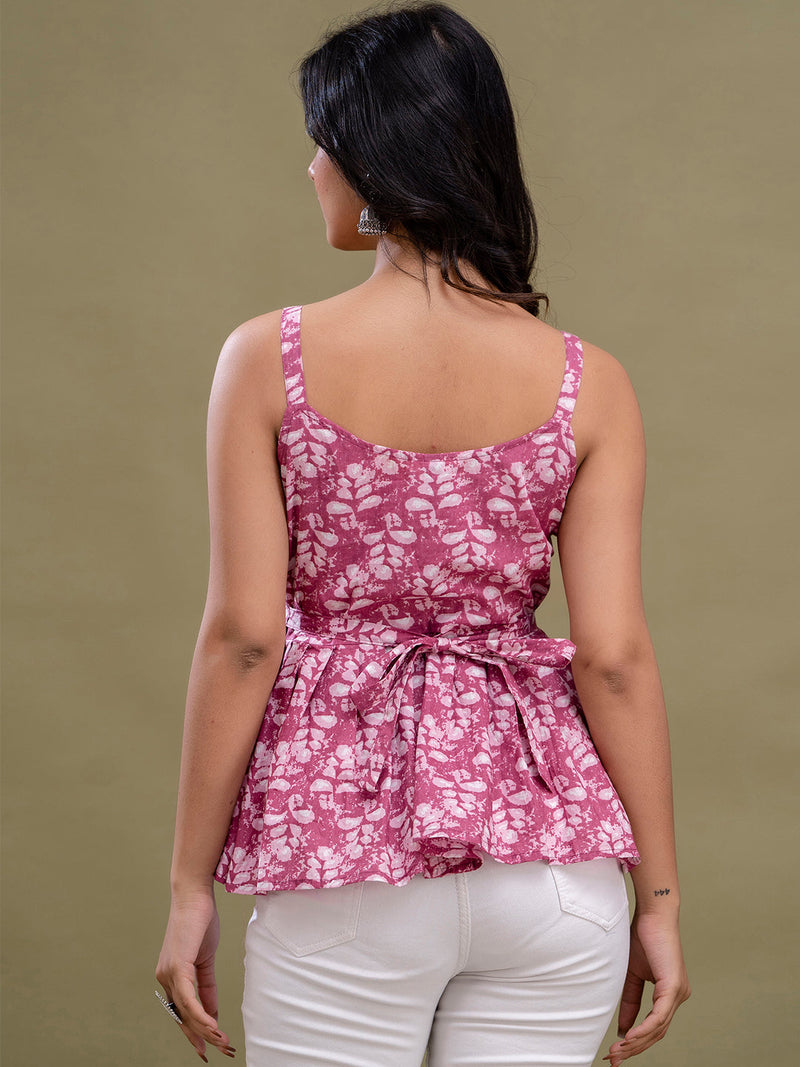 Floral Print Cotton Peplum Top