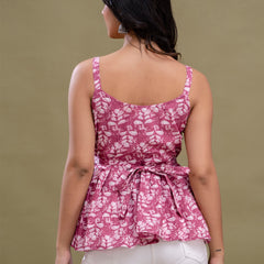 Floral Print Cotton Peplum Top
