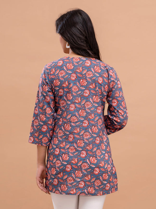 Floral Printed Pure Cotton Kurti