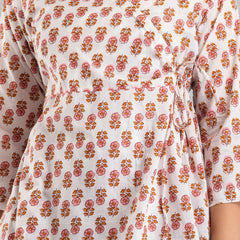 Cotton Printed White Short Tunic