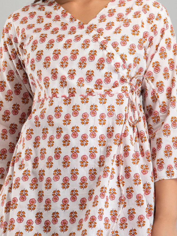 Cotton Printed White Short Tunic