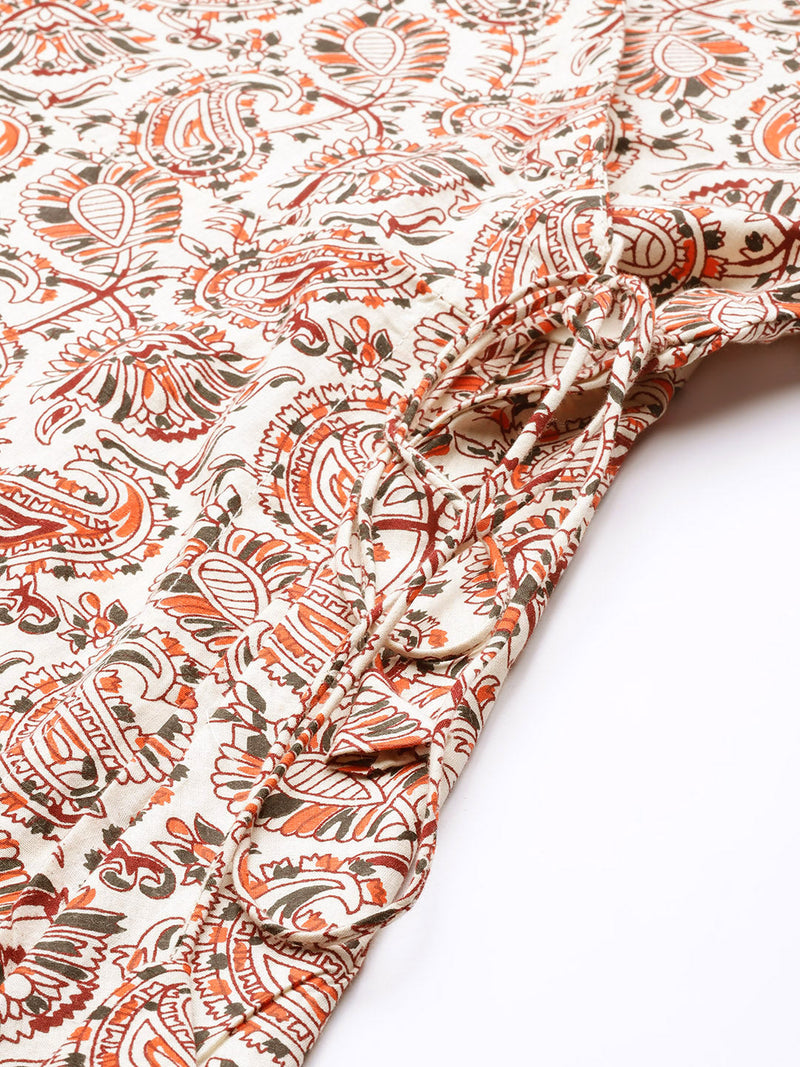 Cotton Printed White Short Tunic