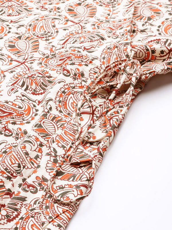 Cotton Printed White Short Tunic