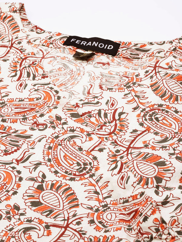 Cotton Printed White Short Tunic