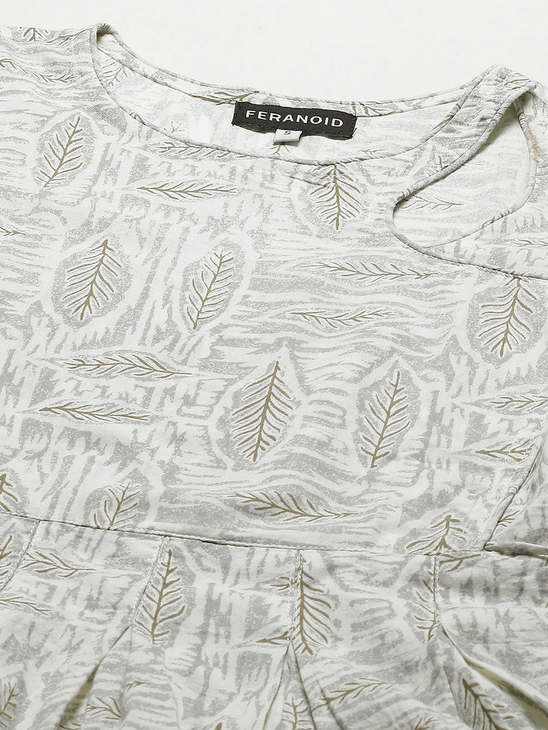 Women Flared Designer Beige Short Kurti