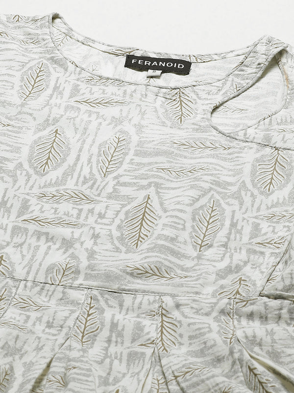 Women Flared Designer Beige Short Kurti