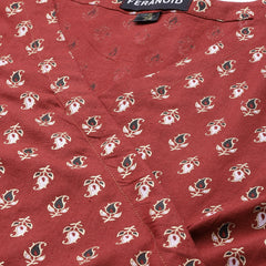 Cotton Printed Red Short Kurti Tunic