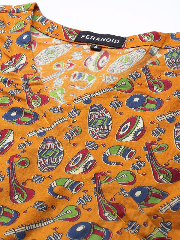 Cotton Printed Mustard Short Tunic