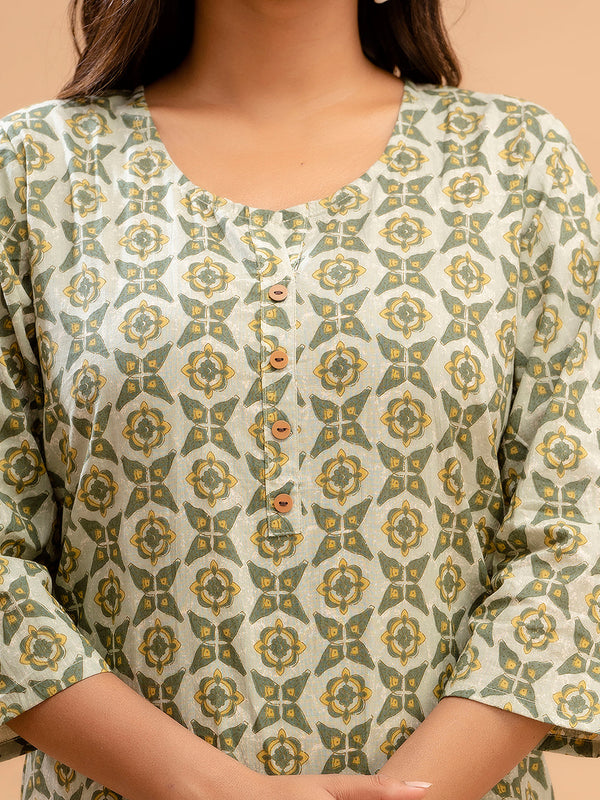 Floral Printed Pure Cotton Kurti