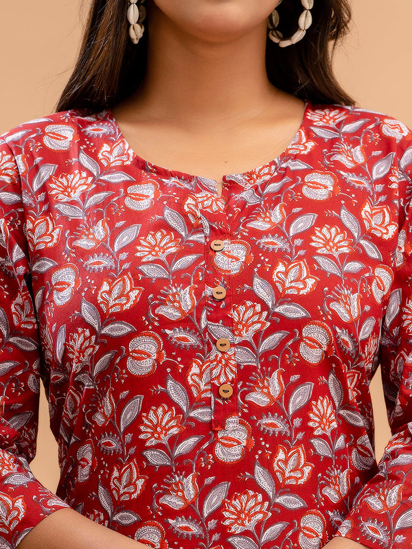 Floral Printed Pure Cotton Kurti