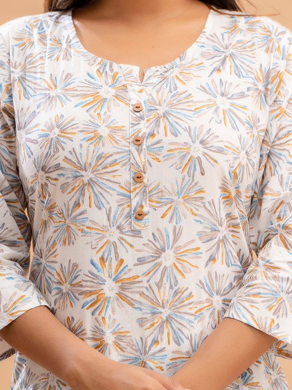 Floral Printed Pure Cotton Kurti