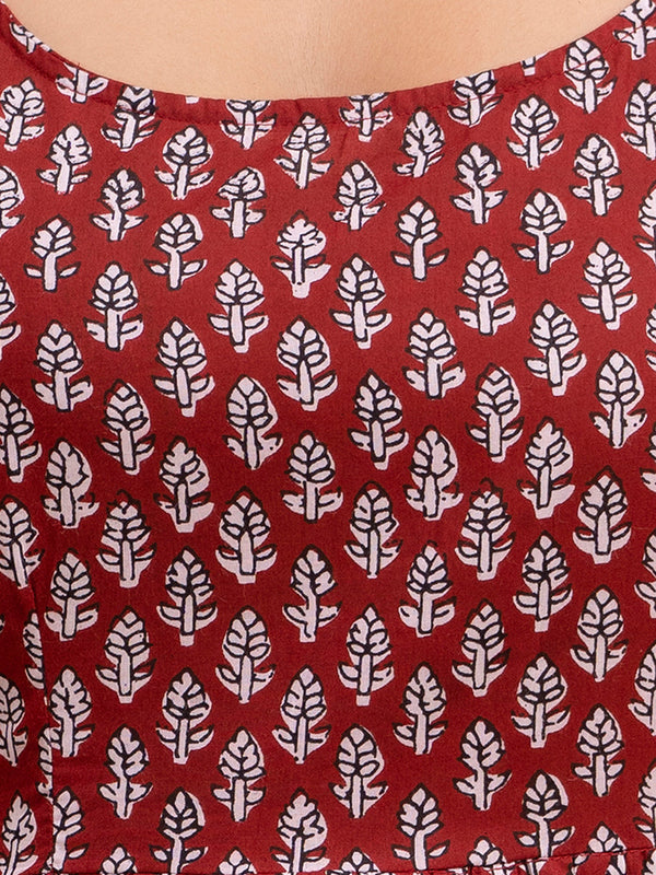 Floral Print Cotton Peplum Top