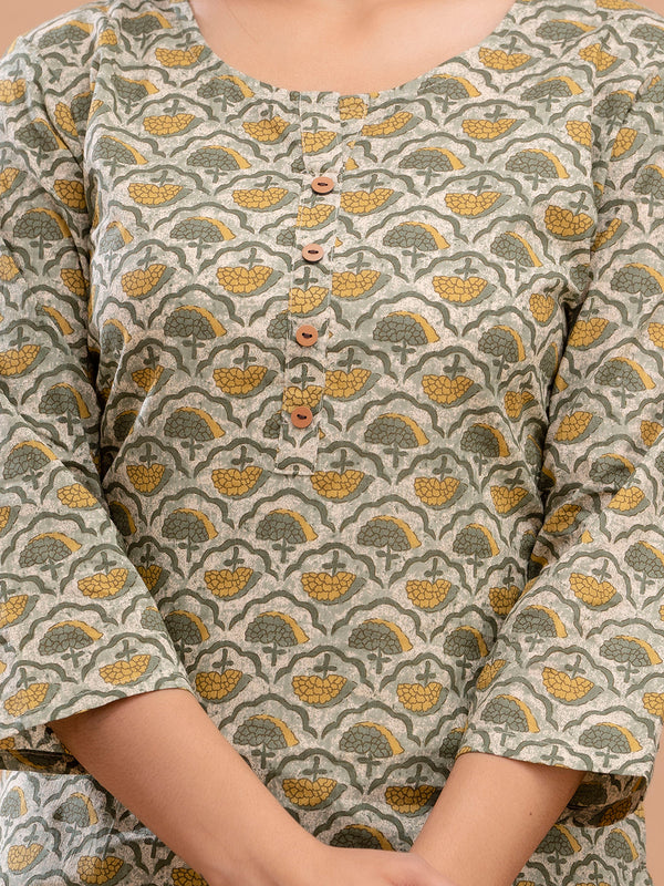 Floral Printed Pure Cotton Kurti