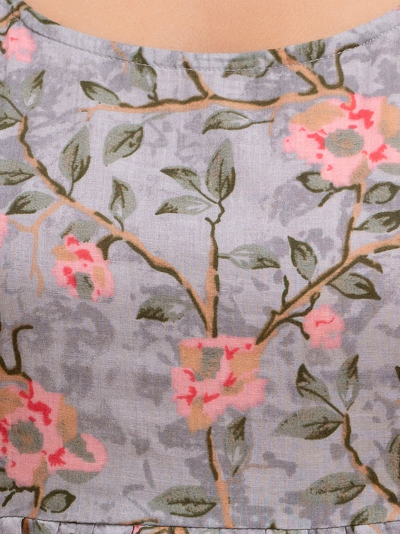 Floral Print Cotton Peplum Top
