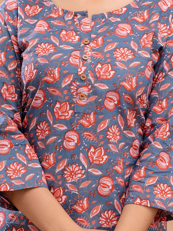 Floral Printed Pure Cotton Kurti