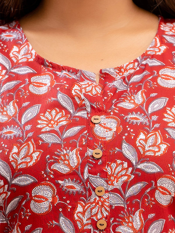 Floral Printed Pure Cotton Kurti