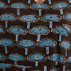 Floral Printed V-Neck Pure Cotton Angrakha A-Line Kurti