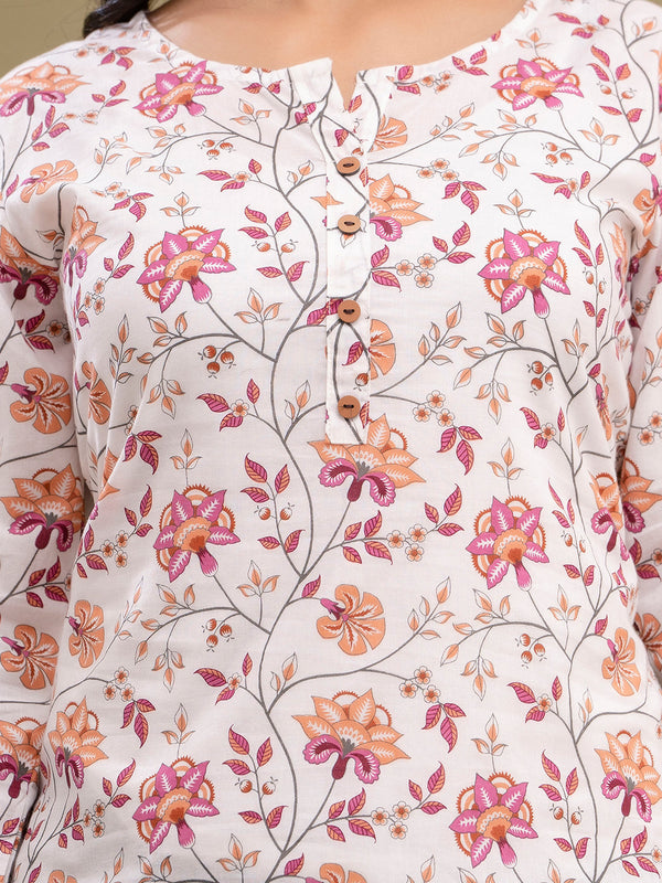 Floral Printed Pure Cotton Kurti