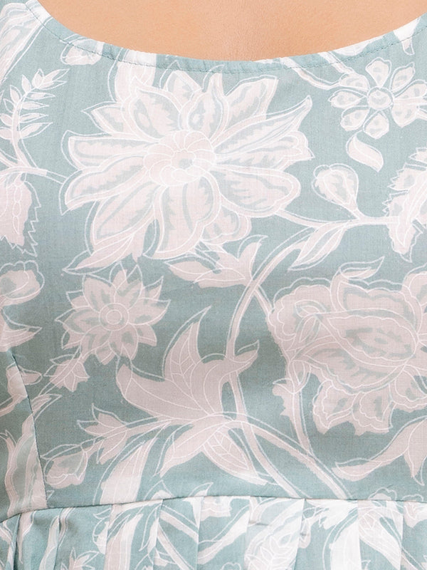 Floral Print Cotton Peplum Top