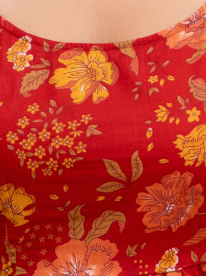 Floral Print Cotton Peplum Top