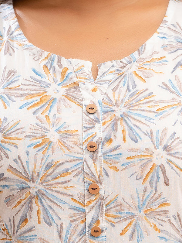 Floral Printed Pure Cotton Kurti