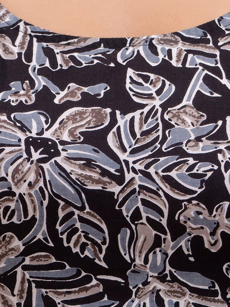 Floral Print Cotton Peplum Top