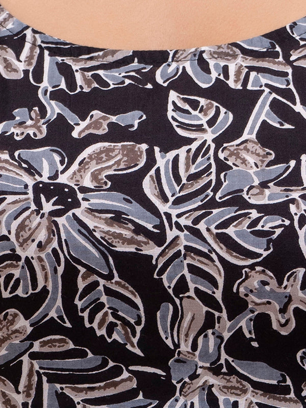 Floral Print Cotton Peplum Top