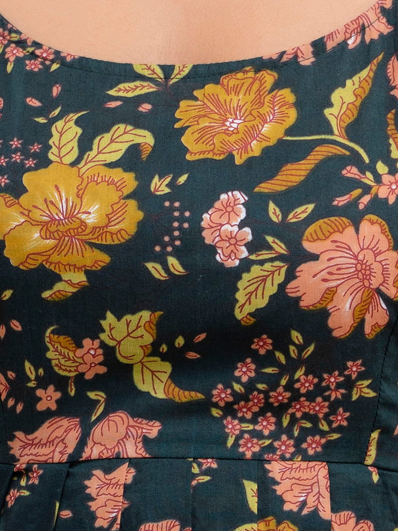 Floral Print Cotton Peplum Top